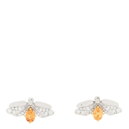 Tiffany Platinum 18K Yellow Gold Diamond Spessartine Paper Flowers Firefly Earrings 1 of 4