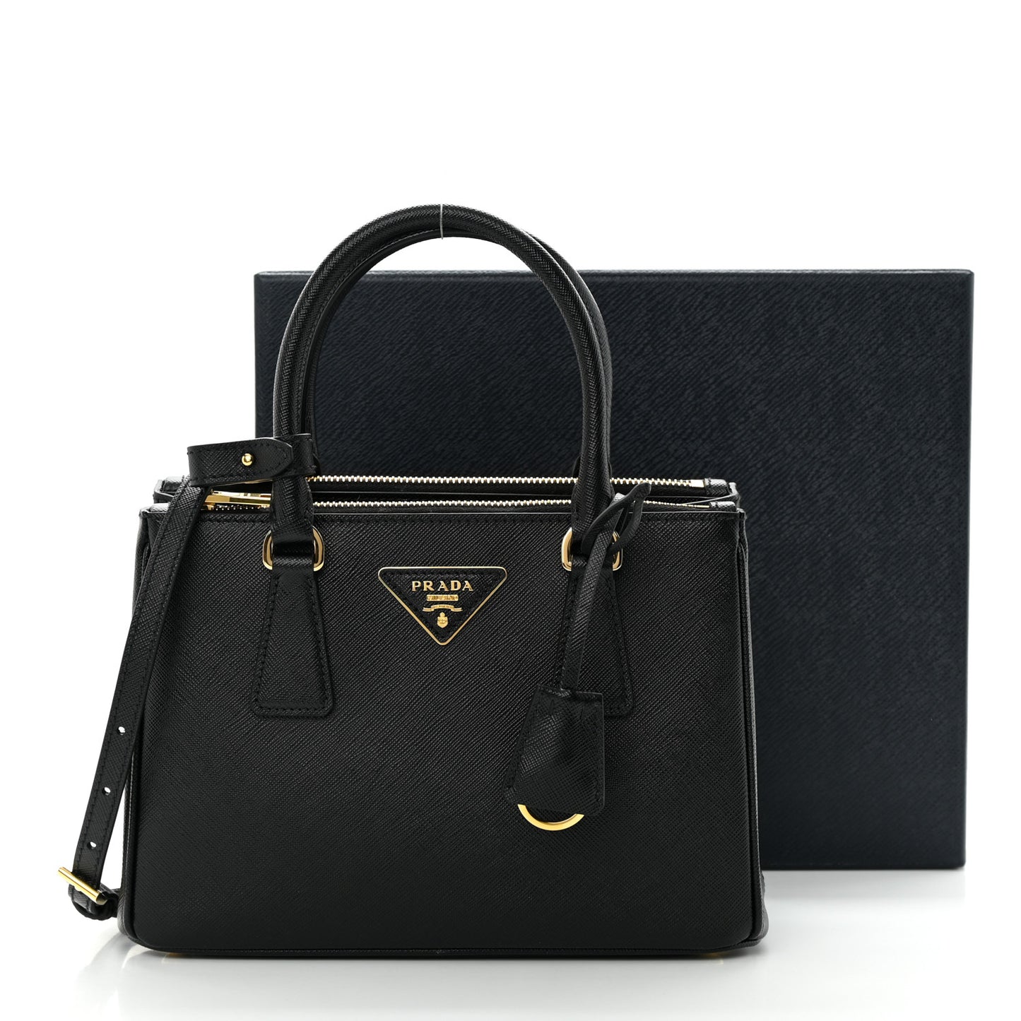 Saffiano Small Galleria Double Zip Tote Black