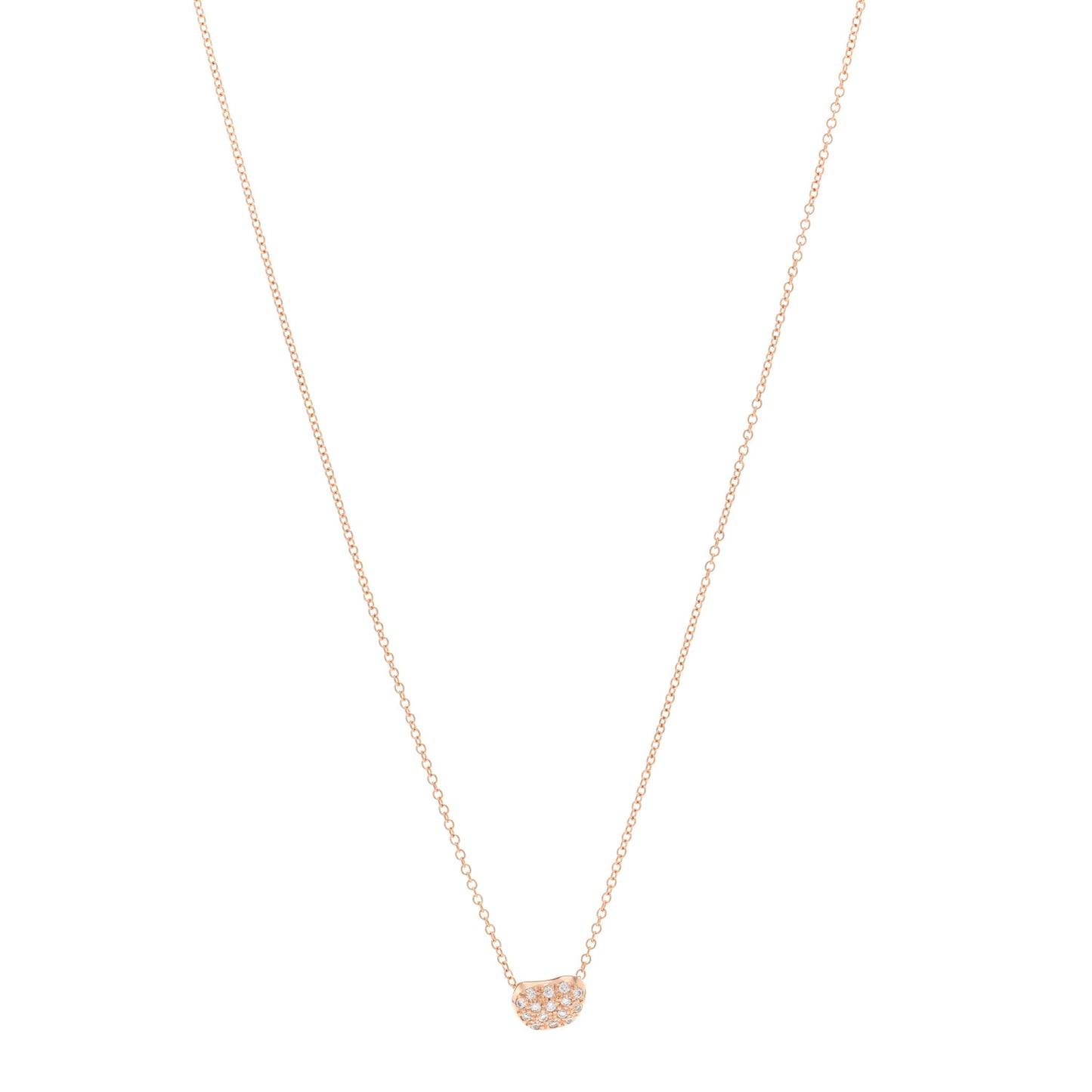 18K Rose Gold Diamond Mini Elsa Peretti Bean Pendant Necklace