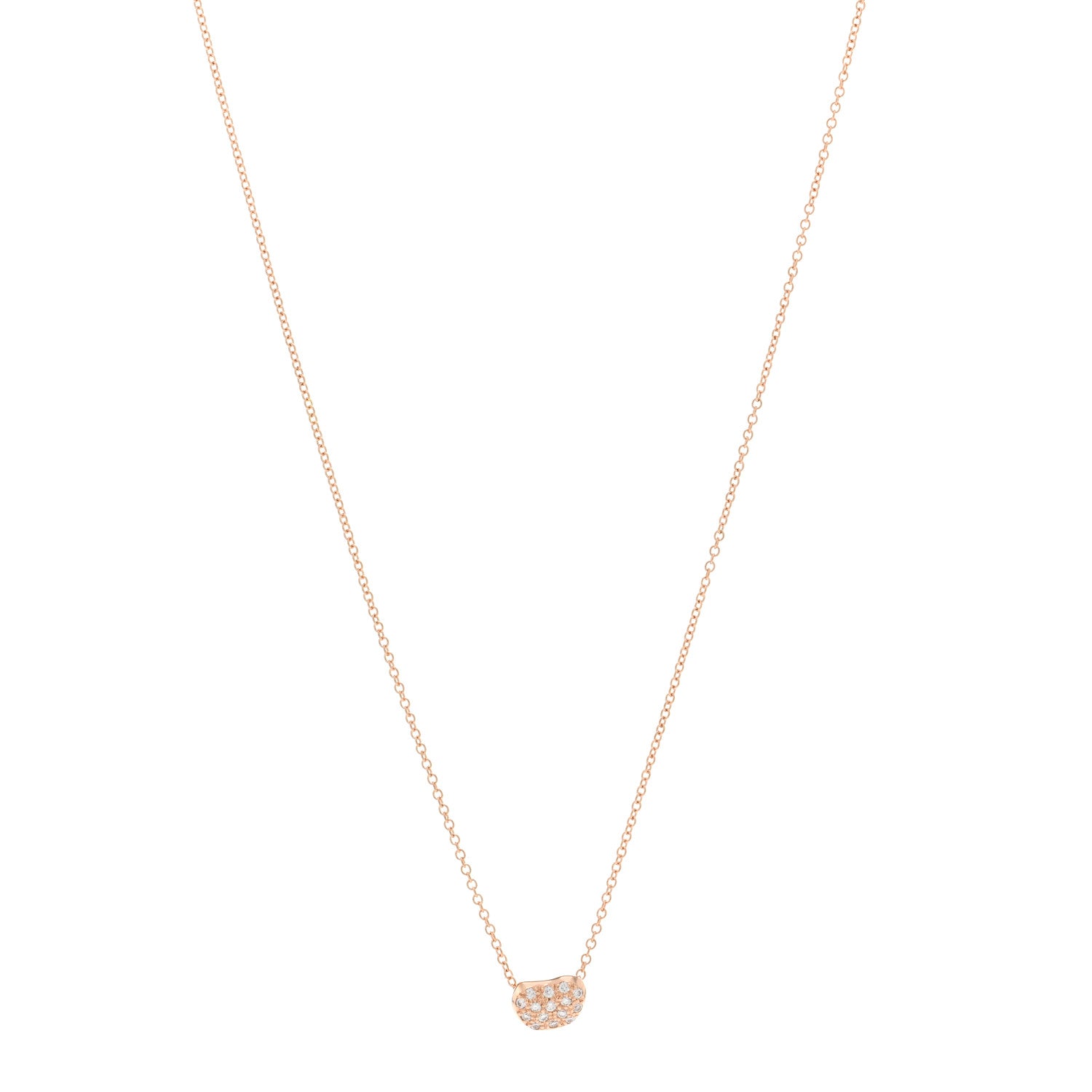Tiffany 18K Rose Gold Diamond Mini Elsa Peretti Bean Pendant Necklace 1 of 5