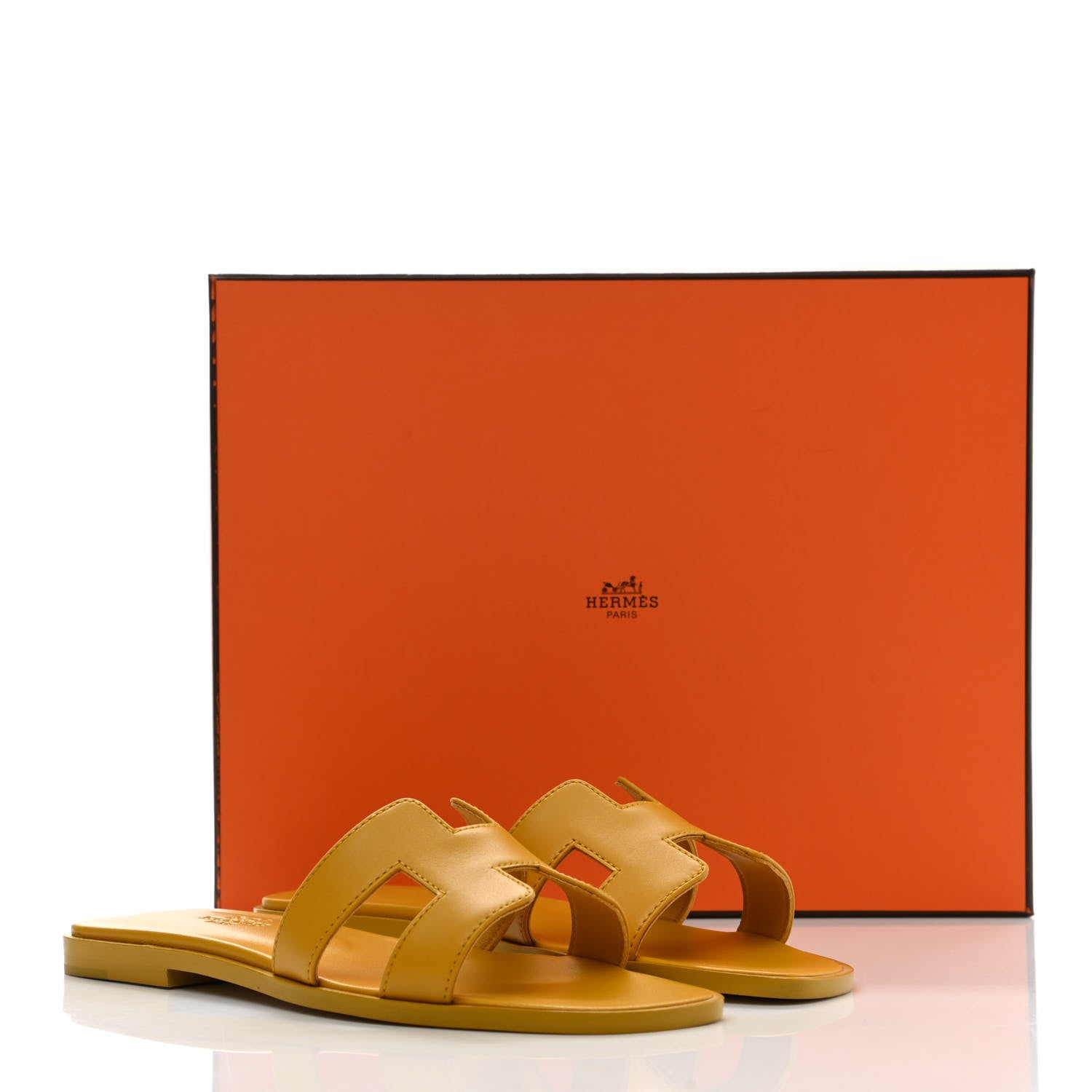 Hermes Calfskin Oran Sandals 36 Jaune Topaze 9 of 9