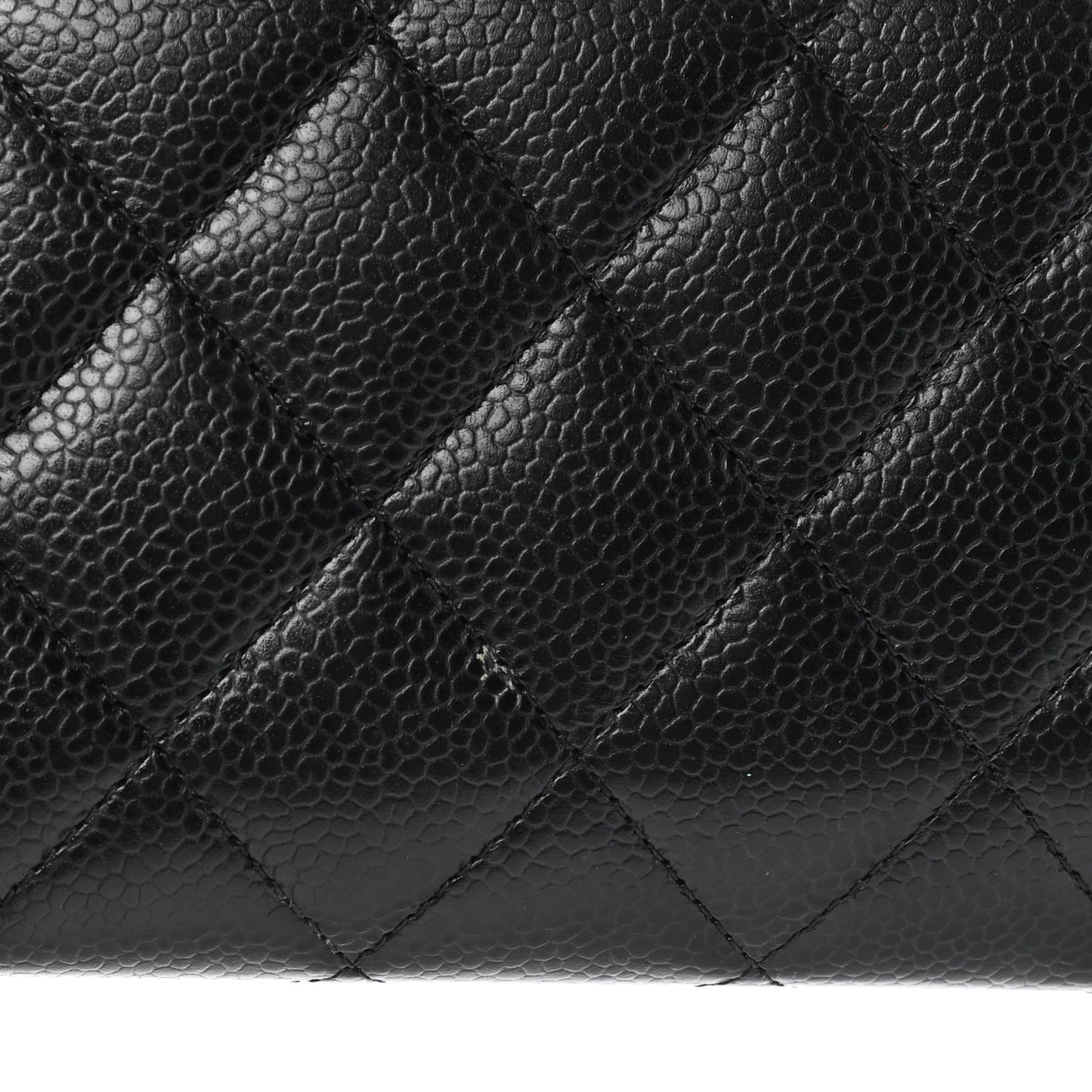 Caviar Quilted Large Gusset Flap Wallet Black