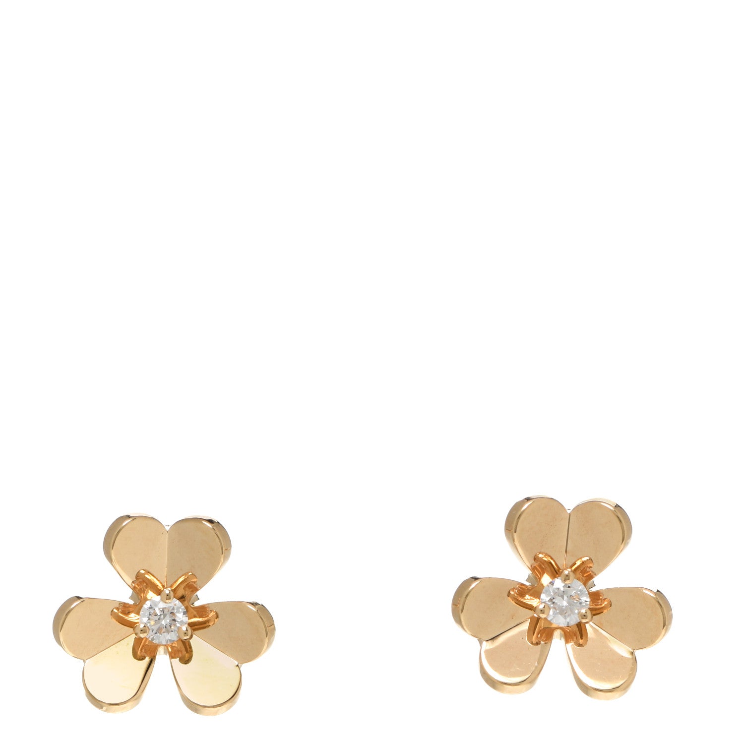 Van Cleef & Arpels 18K Yellow Gold Diamond Mini Frivole Earrings 1 of 6