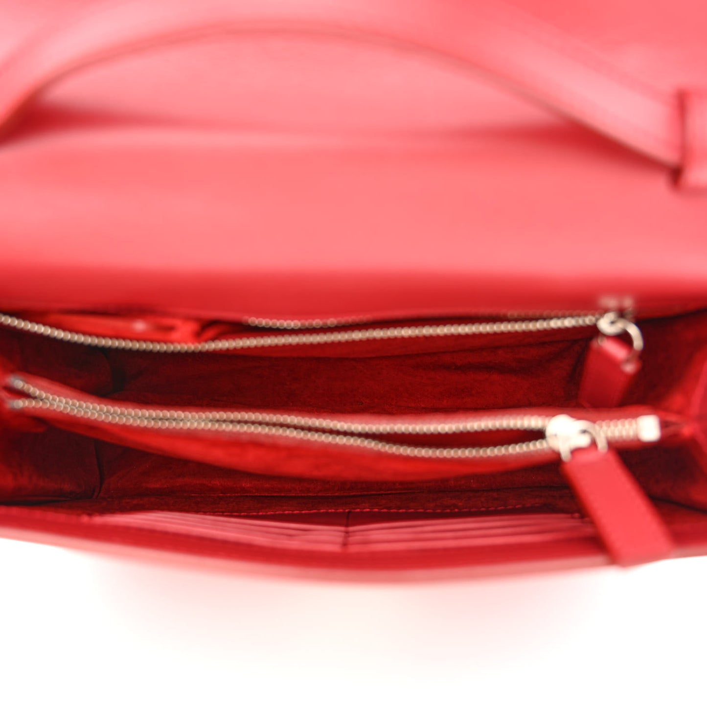 Calfskin Crystal Chain Flower Satchel Red