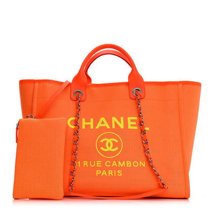 Chanel Mixed Fibers Calfskin Deauville Medium Tote Orange Yellow 1 of 15
