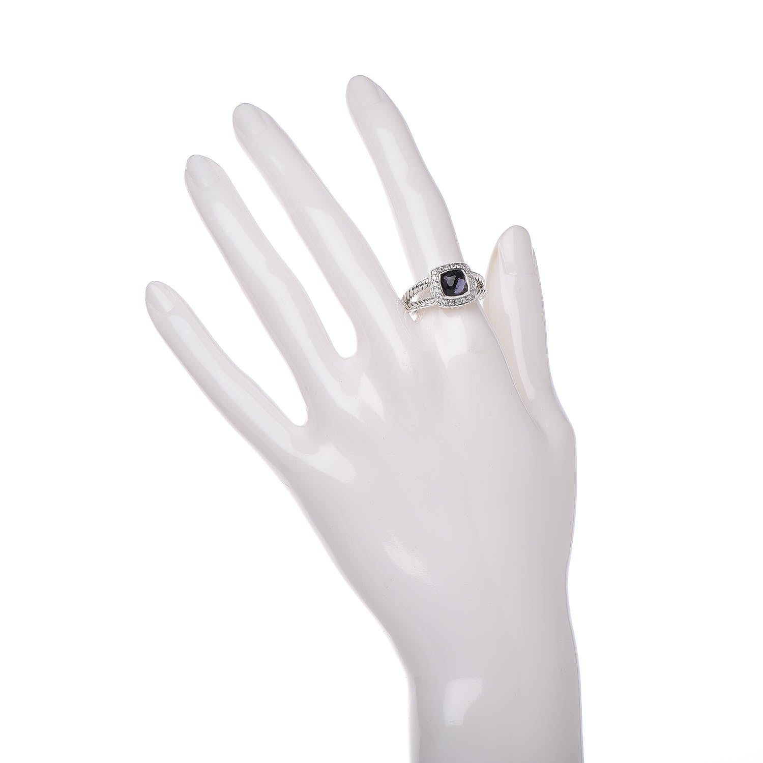 David Yurman Sterling Silver Diamond Black Orchid 7mm Petite Albion Ring 54 7 2 of 5