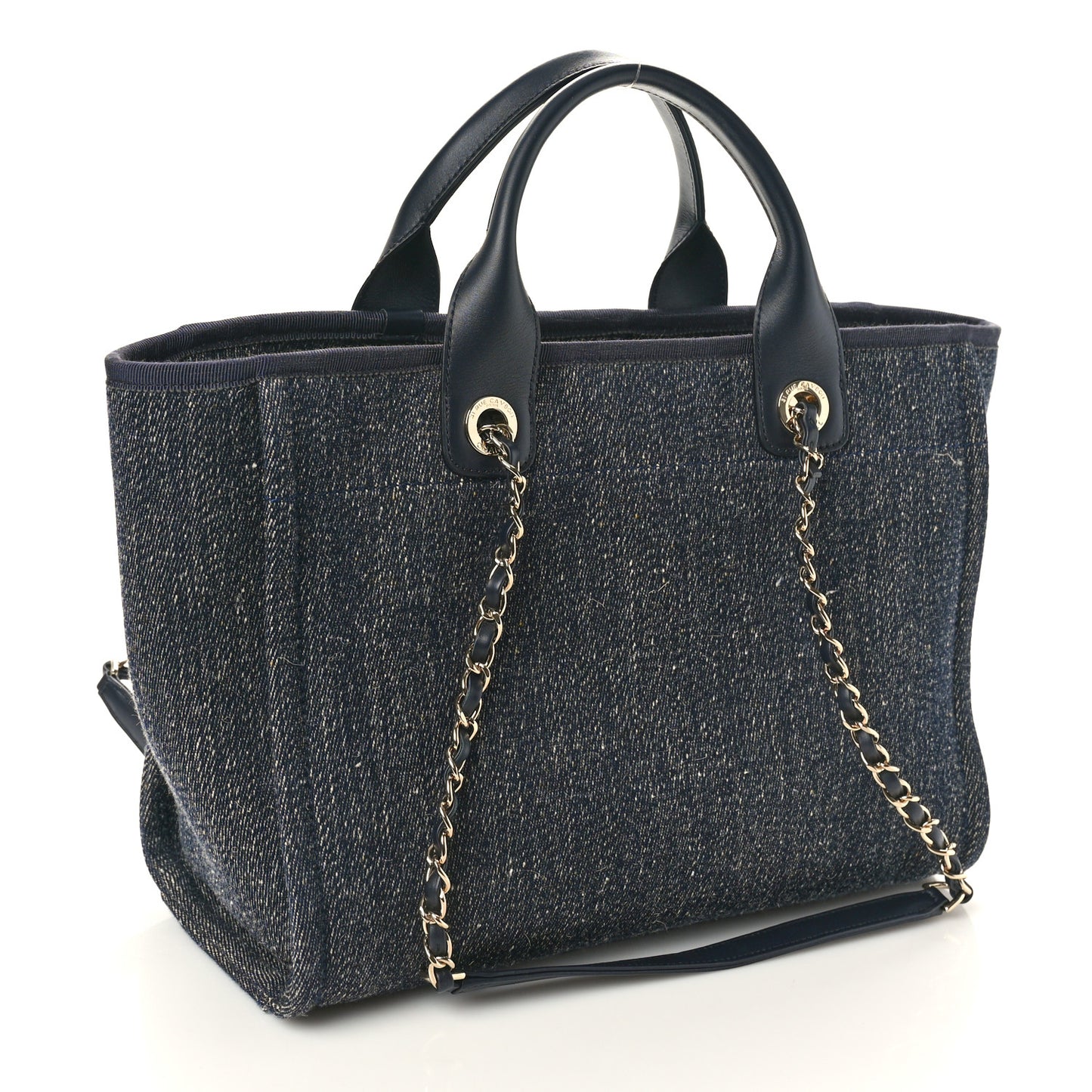 Denim Small Deauville Tote Dark Blue White