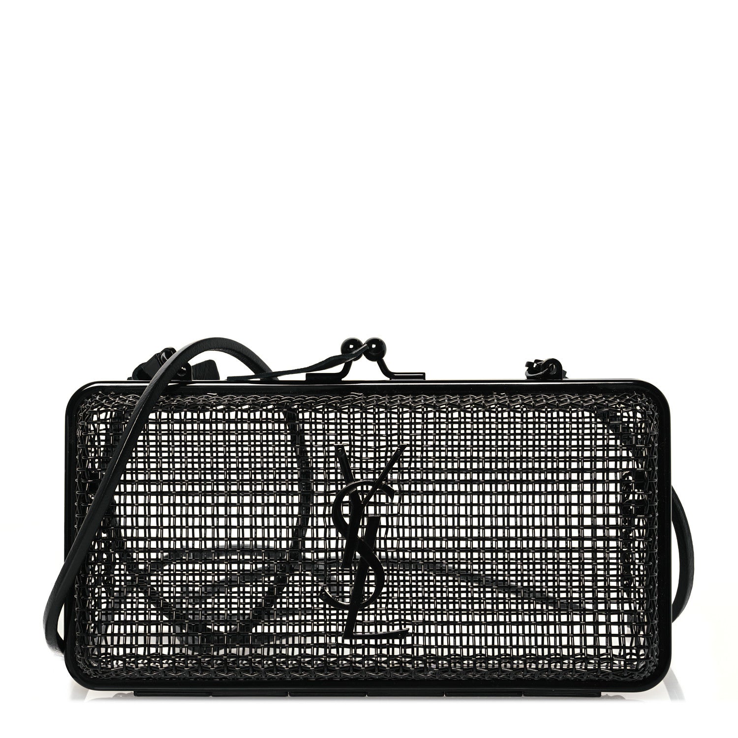 Saint Laurent Brass Lambskin Monogram Cassandre Cage Bag Black 1 of 9