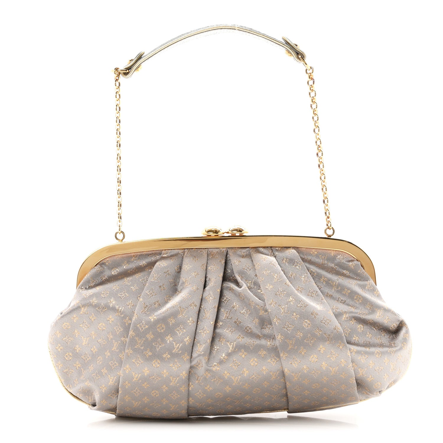 Louis Vuitton Satin Monogram Aumoniere Clutch Silver 1 of 10