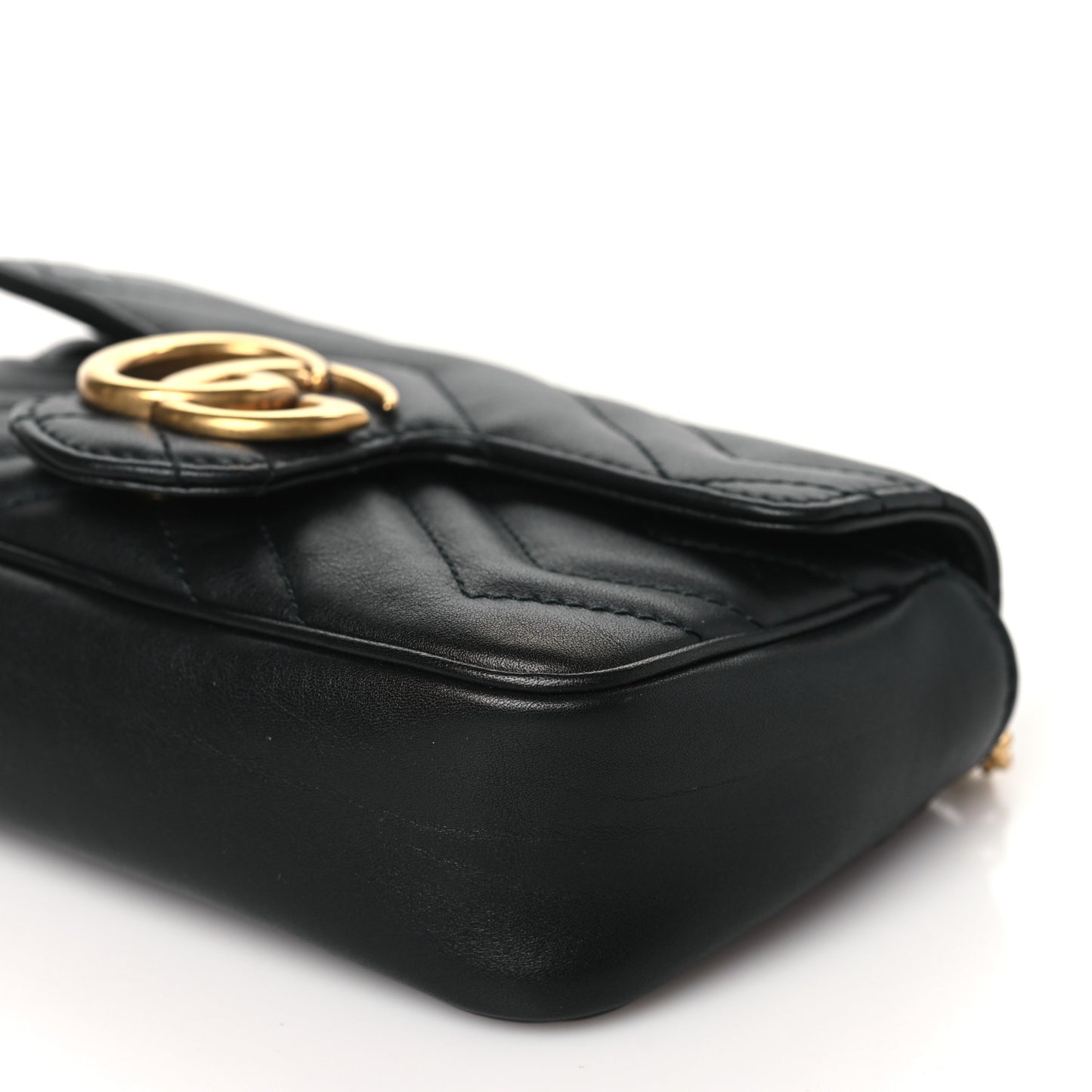 Calfskin Matelasse Super Mini GG Marmont Shoulder Bag Black