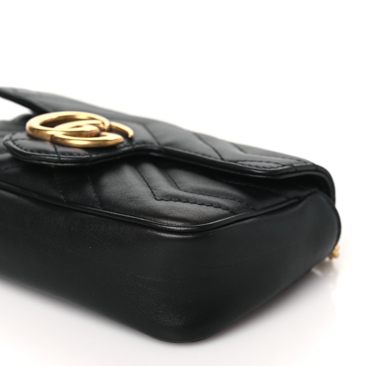 Gucci Calfskin Matelasse Super Mini GG Marmont Shoulder Bag Black 10 of 10