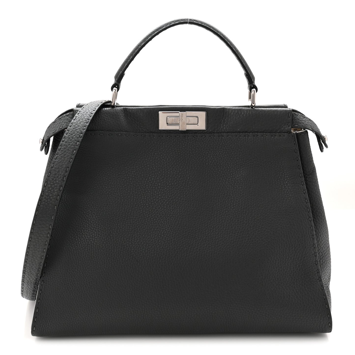 Cuoio Romano Selleria Bi-Color Large Peekaboo Iconic Satchel Asfalto Latte