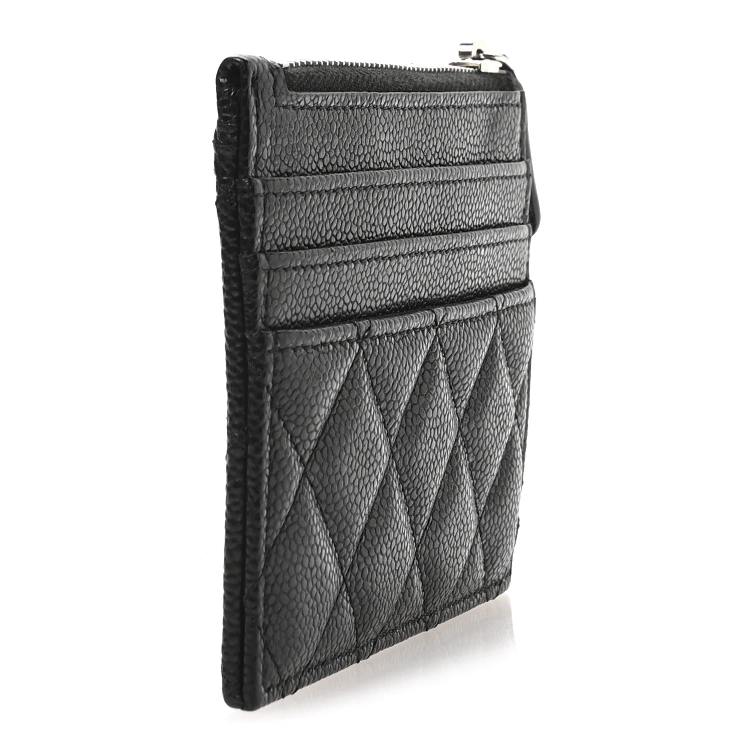 Chanel Caviar Quilted CC Zip Card Holder Black 3 of 8