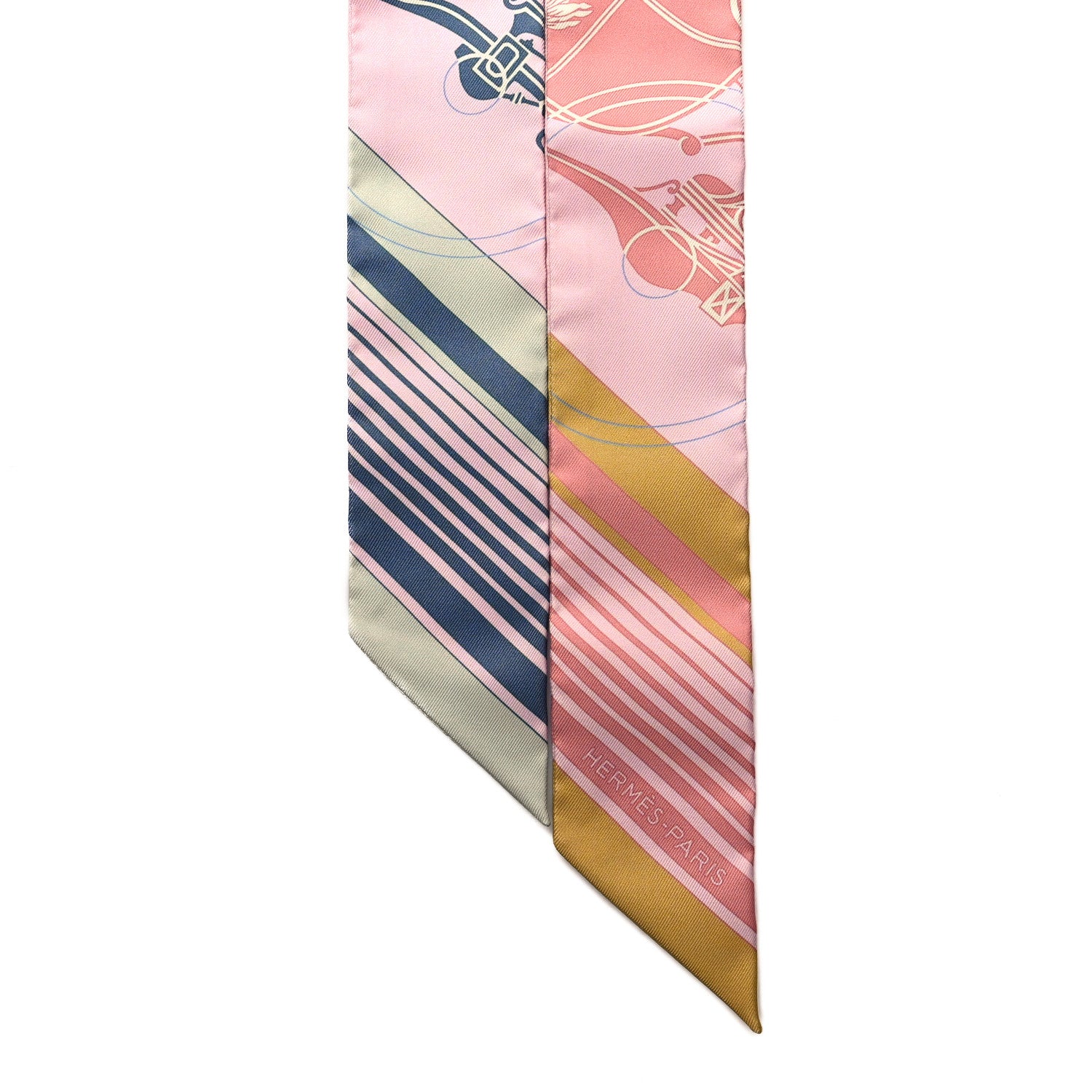 Hermes Silk Ex-Libris Twilly Rose Pale Vert Ocre 2 of 4