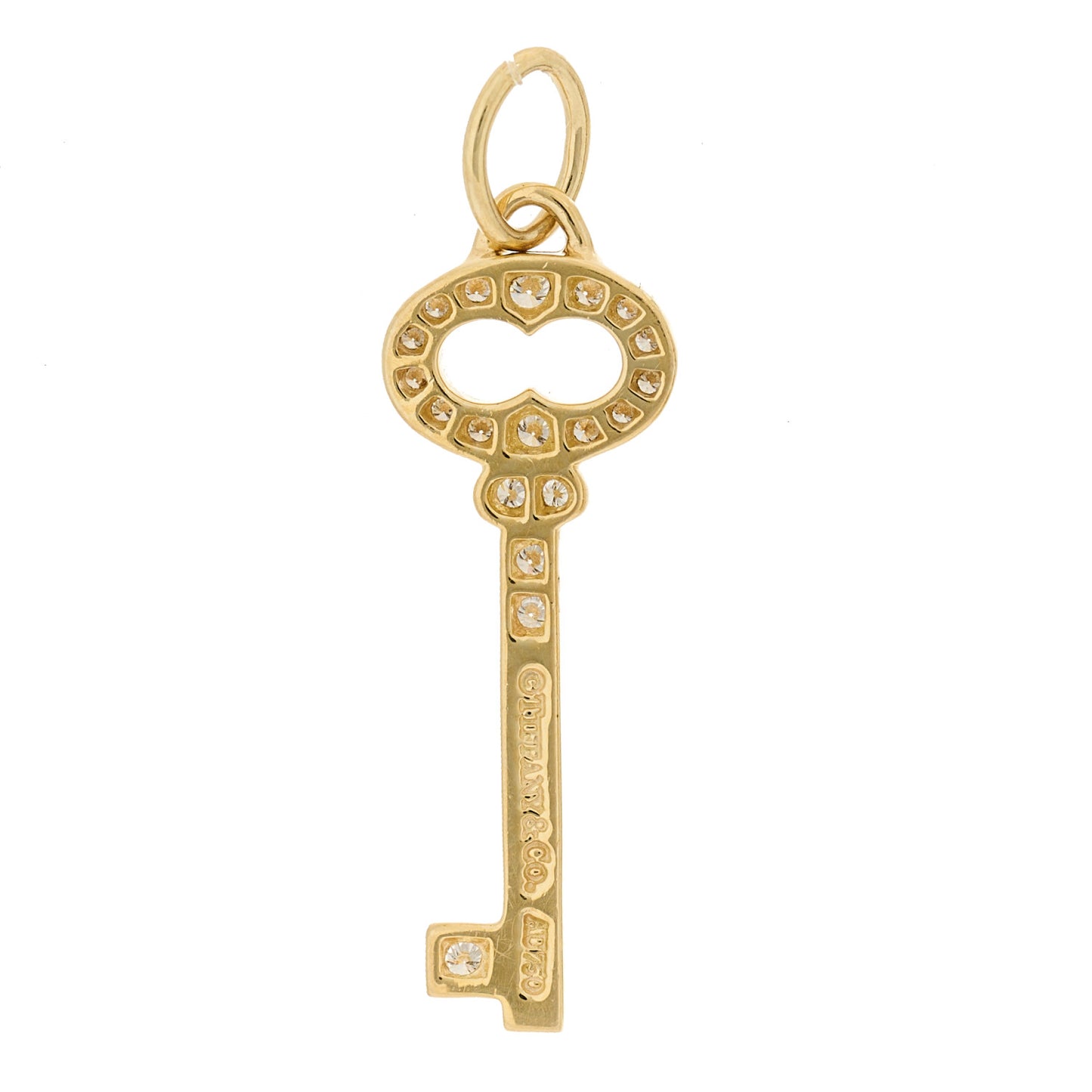 18K Yellow Gold Diamond Mini Vintage Oval Key Pendant