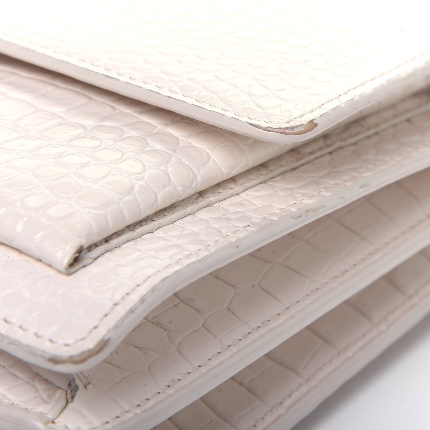 Calfskin Crocodile Embossed Medium Monogram Sunset Blanc Vintage