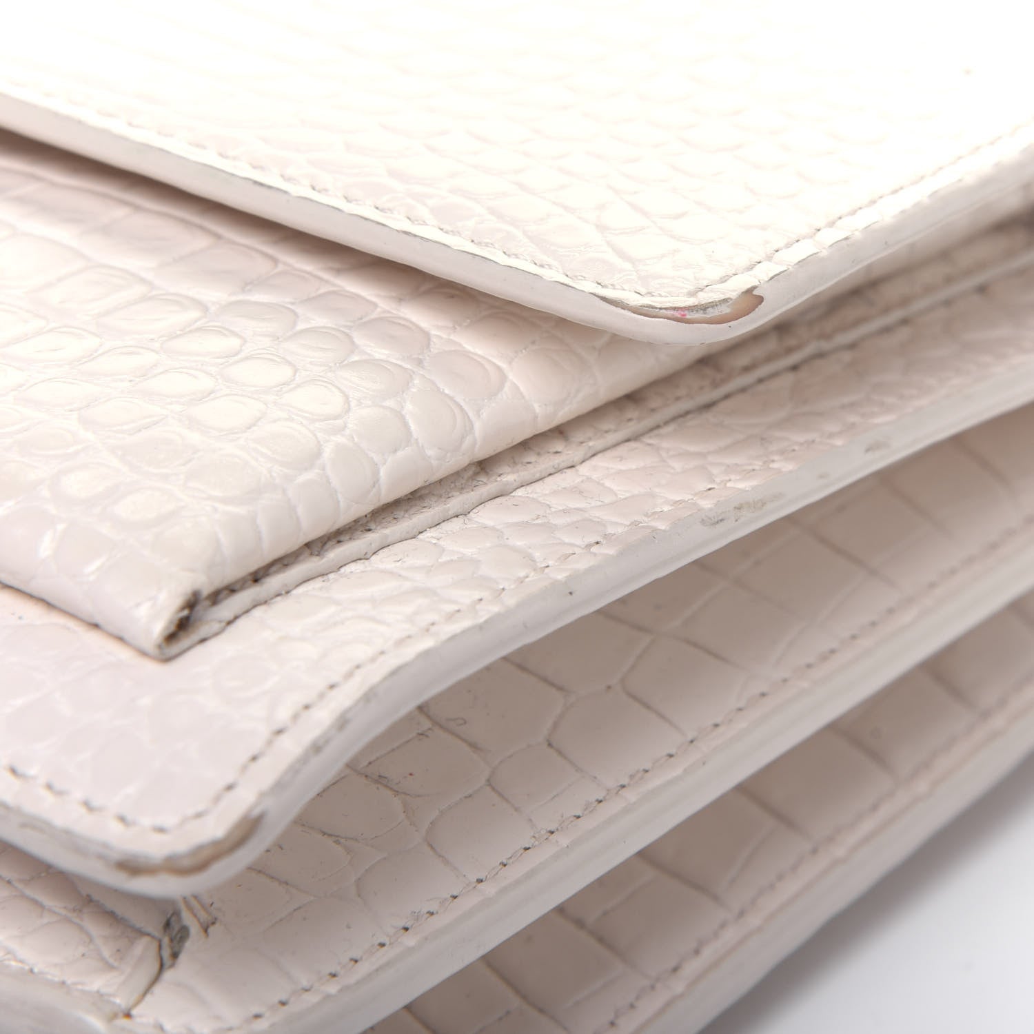 Saint Laurent Calfskin Crocodile Embossed Medium Monogram Sunset Blanc Vintage 17 of 23