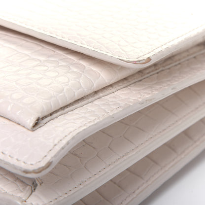Saint Laurent Calfskin Crocodile Embossed Medium Monogram Sunset Blanc Vintage 17 of 23