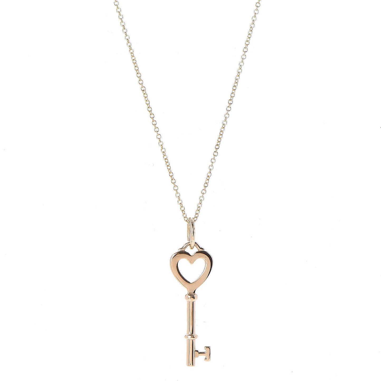 18K Yellow Gold Mini Heart Key Pendant Necklace