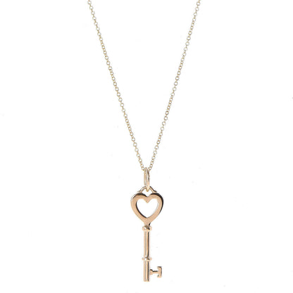 Tiffany 18K Yellow Gold Mini Heart Key Pendant Necklace 1 of 8