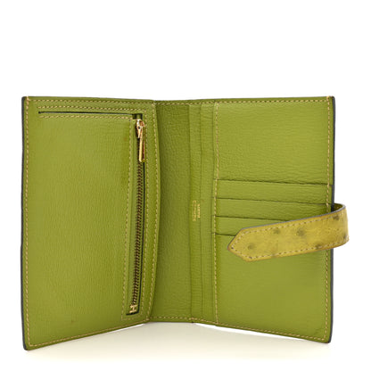 Hermes Ostrich Bearn Compact Wallet Vert Anis 5 of 14