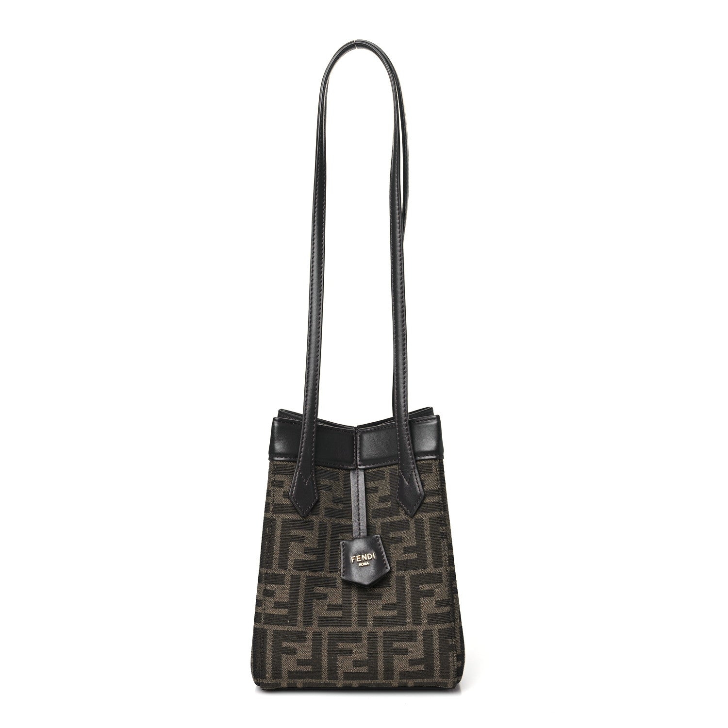 Fendi Fabric Jacquard Vitello Grace FF 1974 Mini Fendi Origami Tobacco Moro Ebano 1 of 10