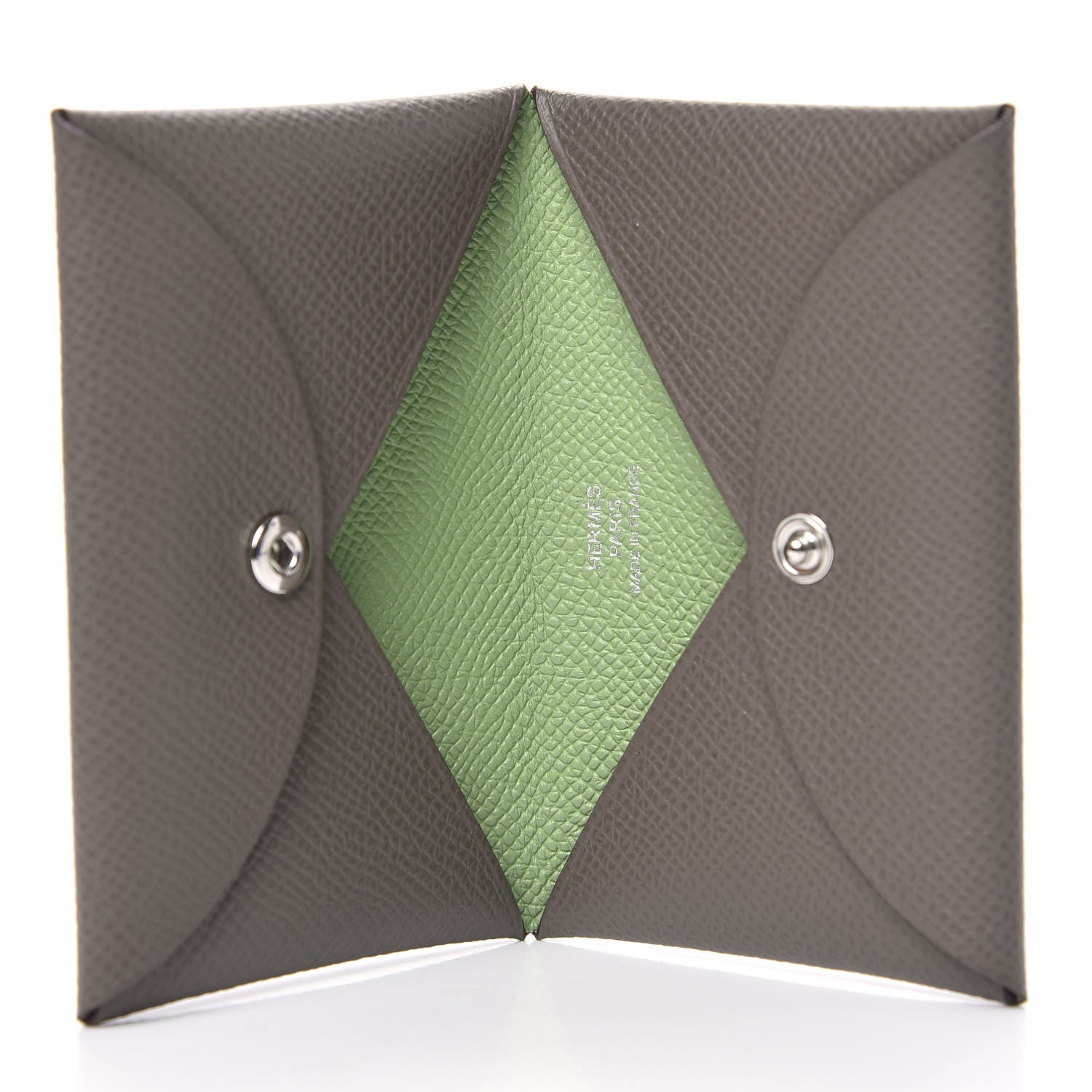Hermes Epsom Verso Calvi Card Case Etain Vert Criquet 5 of 7