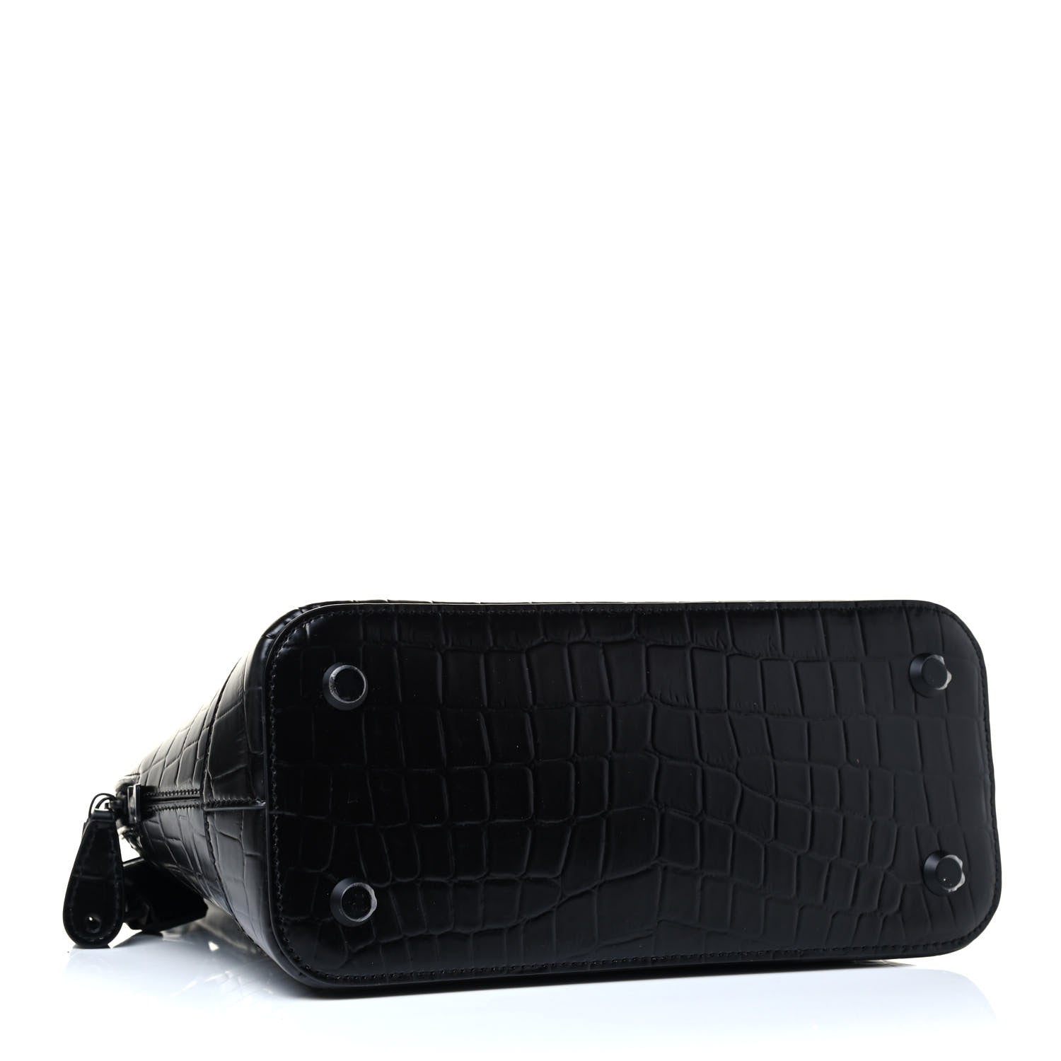 Balenciaga Calfskin Crocodile Embossed S Rivet Ville Top Handle Bag Black 3 of 4
