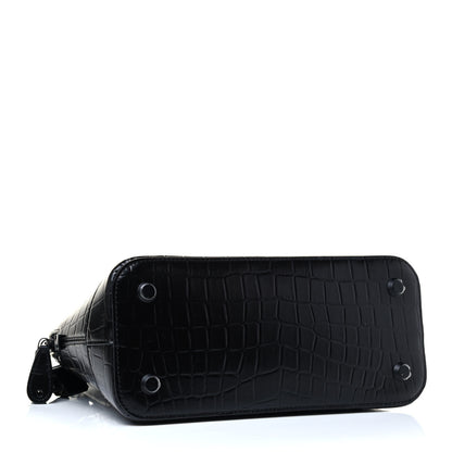 Balenciaga Calfskin Crocodile Embossed S Rivet Ville Top Handle Bag Black 3 of 4