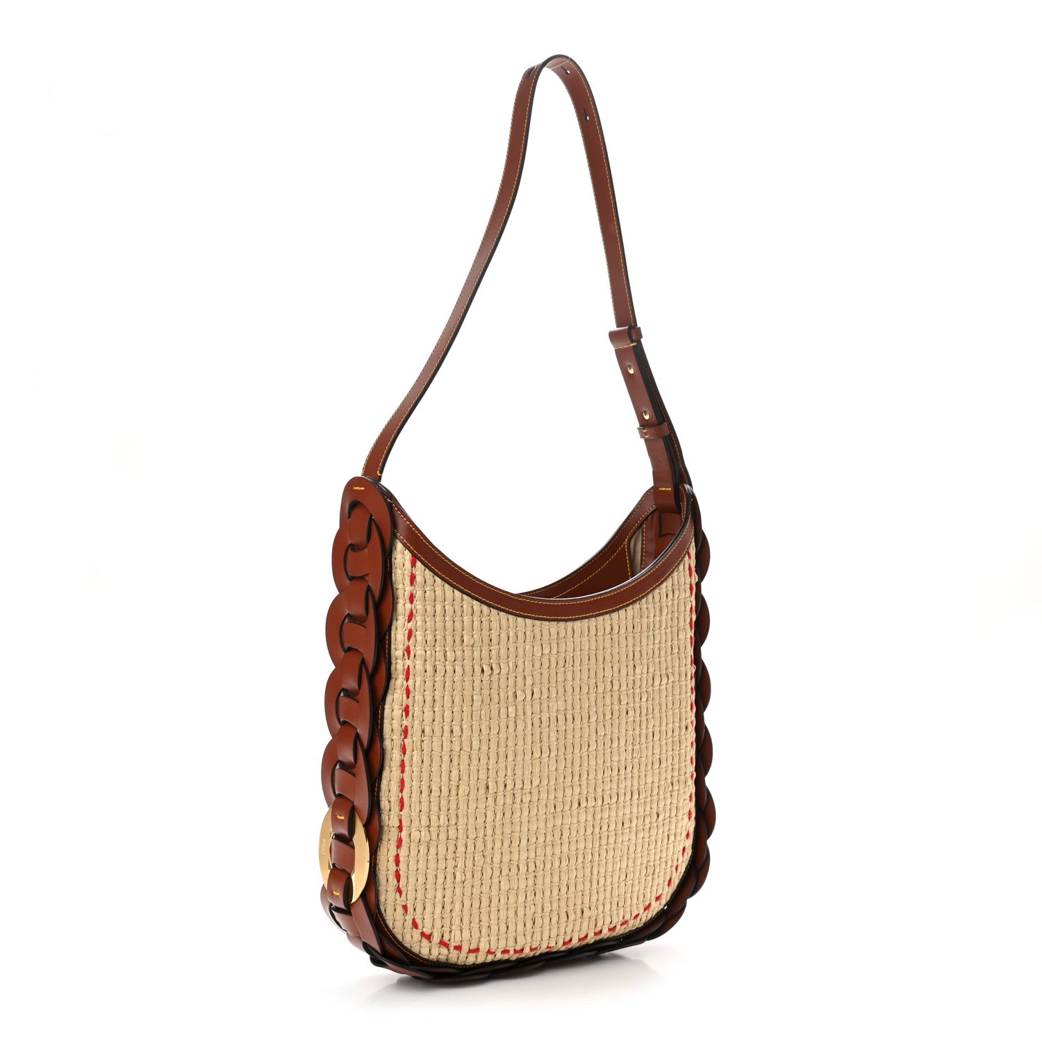 Chloe Calfskin Raffia Embroidered Medium Darryl Hobo Brown 3 of 9