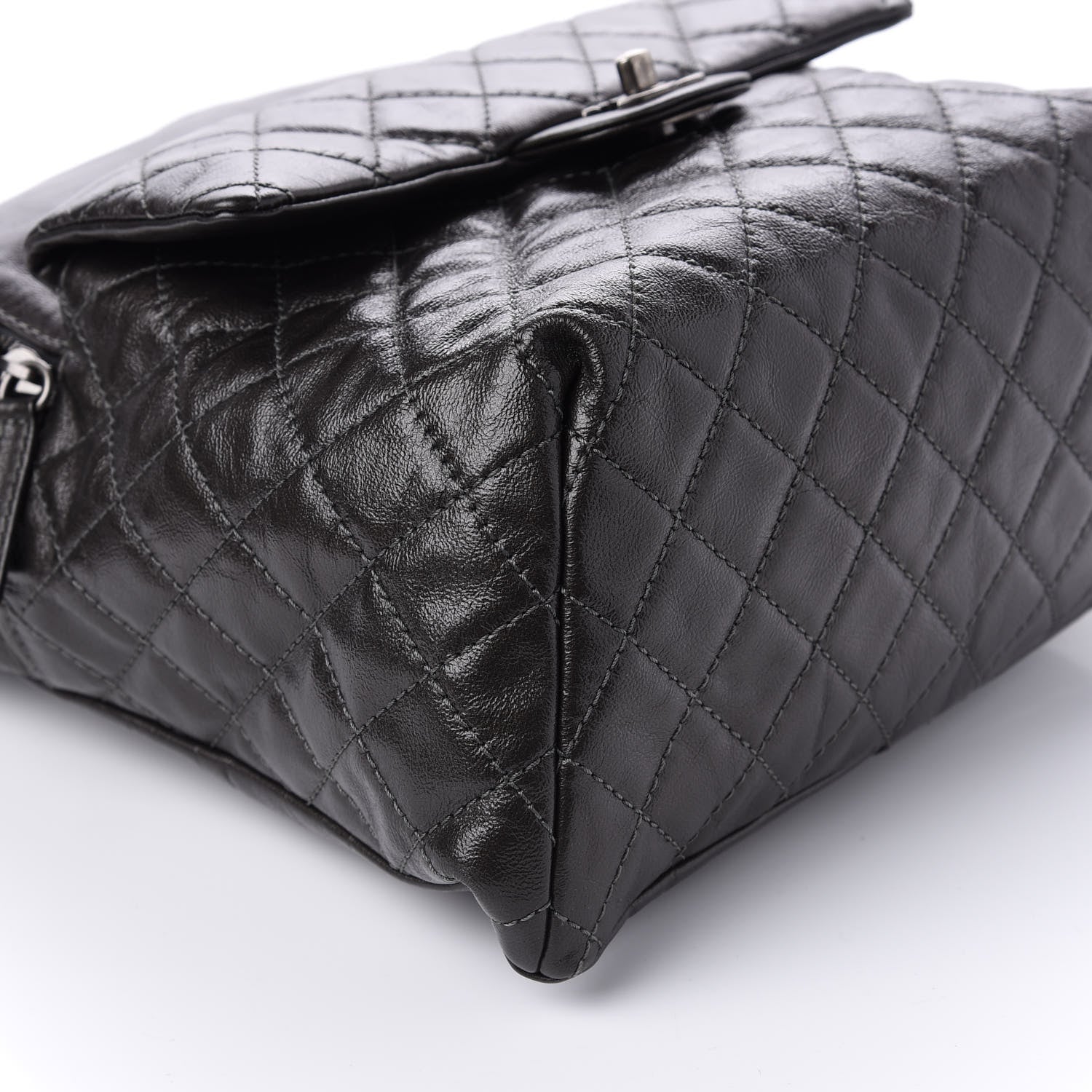 Chanel Metallic Lambskin Quilted Drawstring Backpack Black 9 of 13
