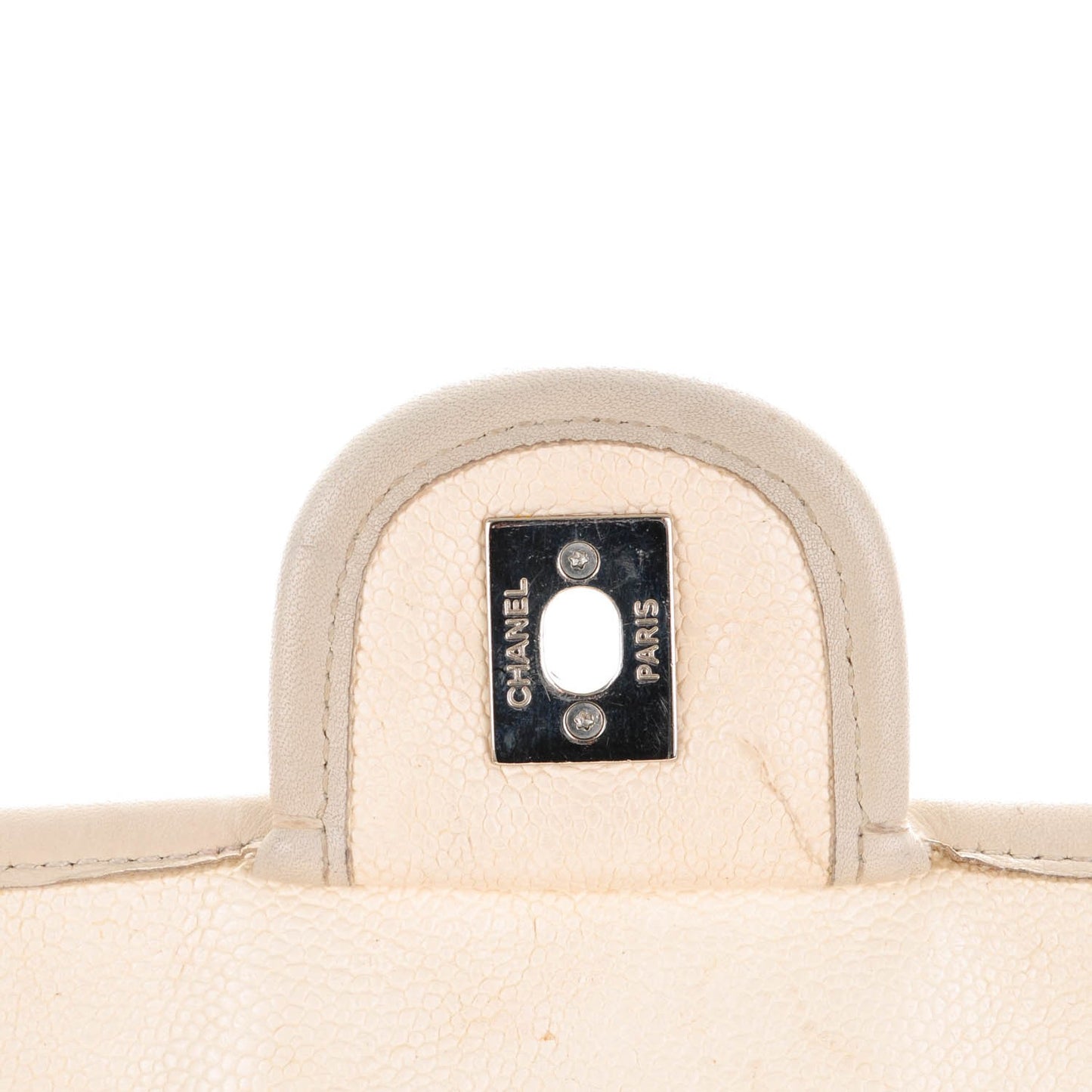 Caviar Quilted Medium French Riviera Flap White