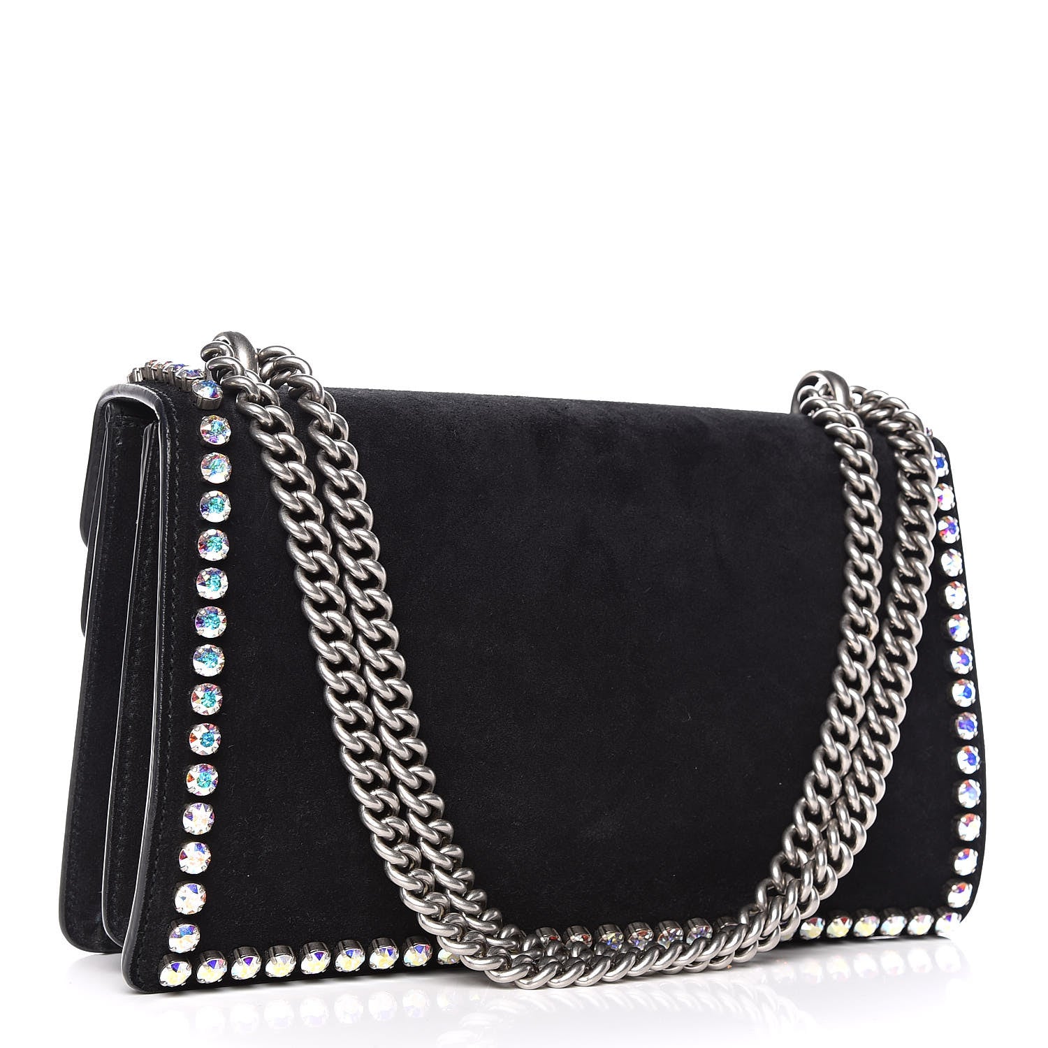 Gucci Suede Crystal Small Dionysus Shoulder Bag Black 3 of 14