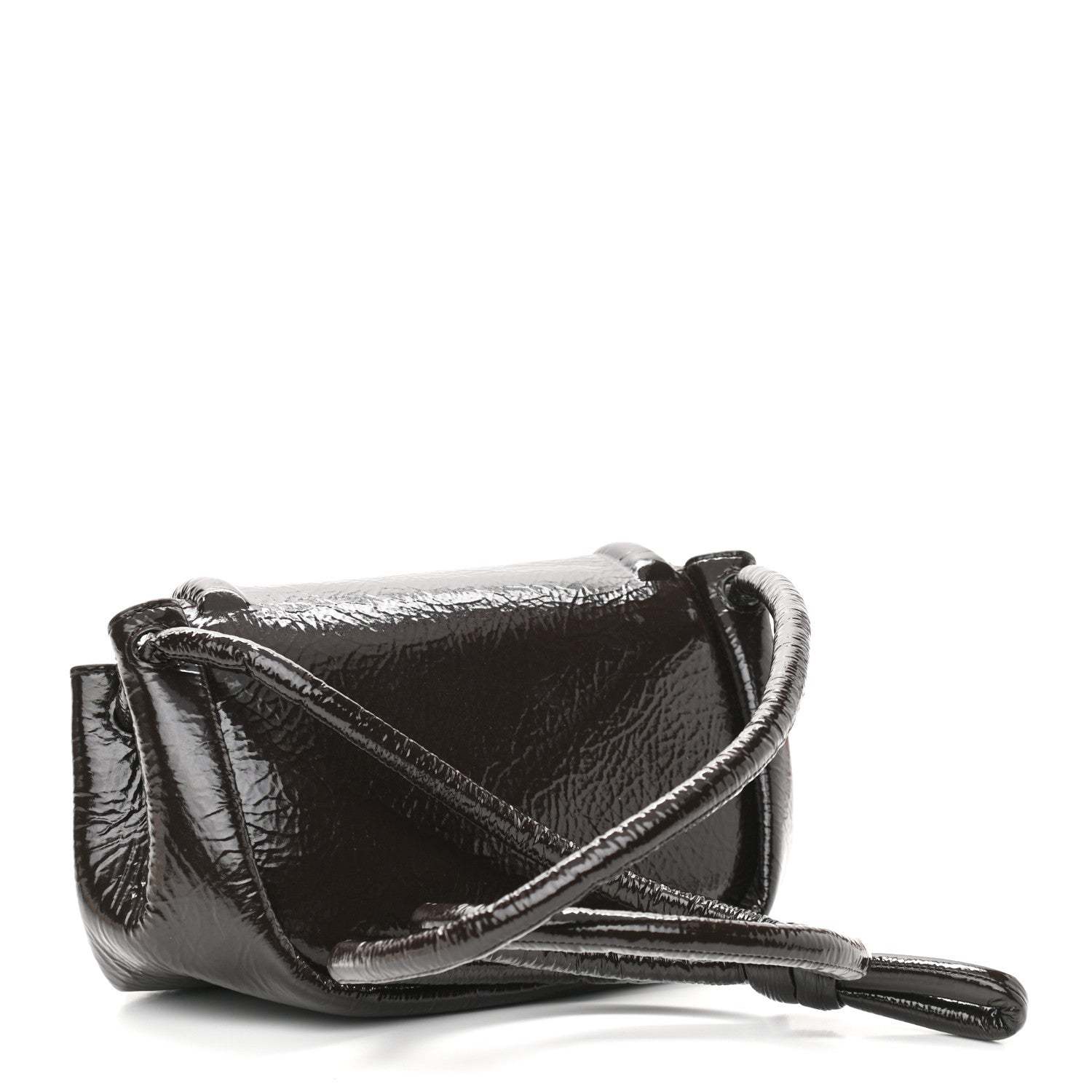 Bottega Veneta Patent Deerskin Small Beak Triangle Flap Shoulder Bag Fondant 3 of 9