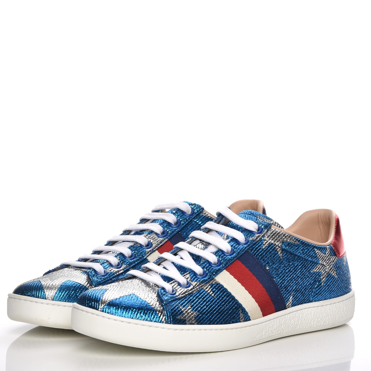 Gucci Lurex Starry Sky Sylvie Web New Ace Sneakers 37.5 Bluette Silver 3 of 7
