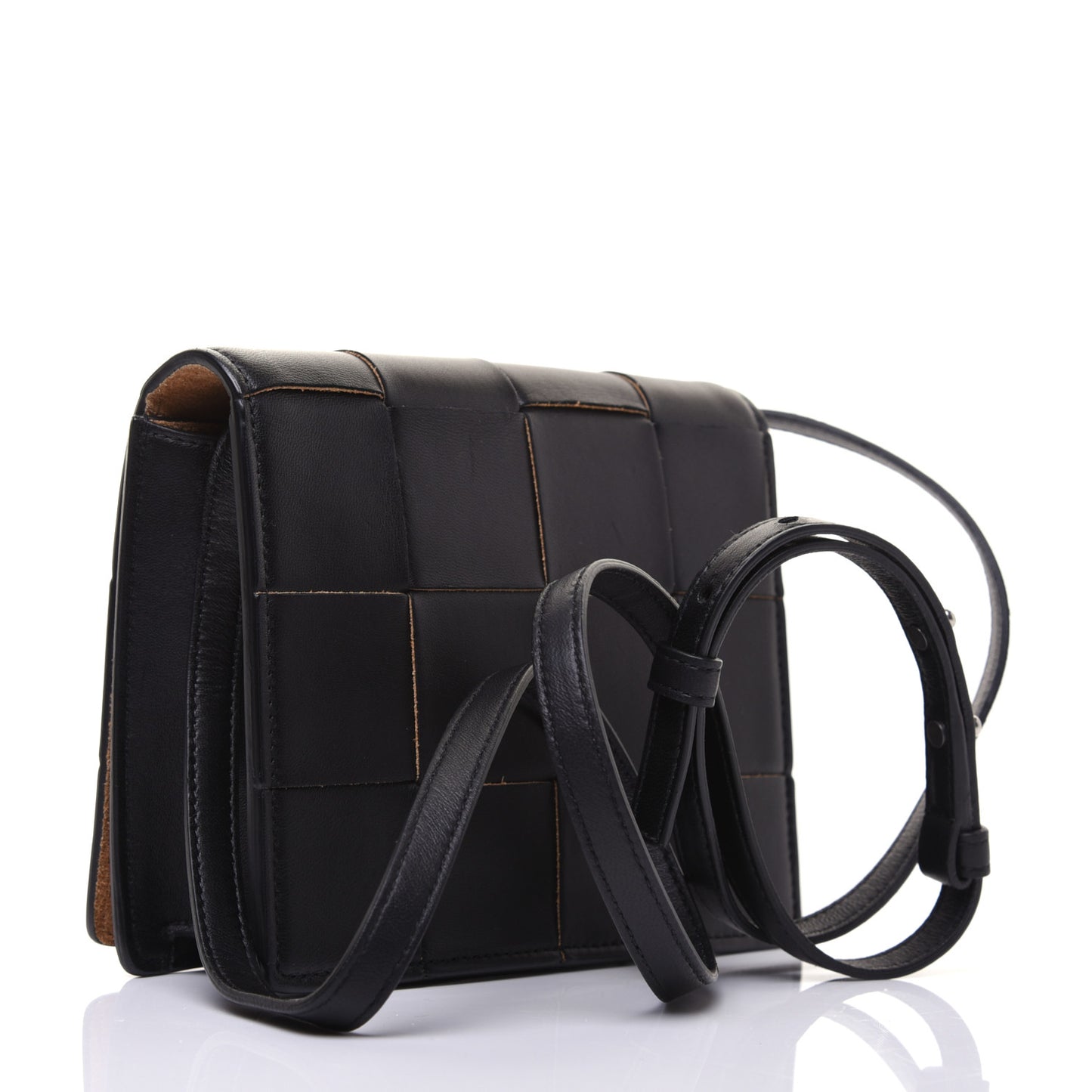 Lambskin Maxi Intrecciato Mini Cassette Crossbody Bag Black