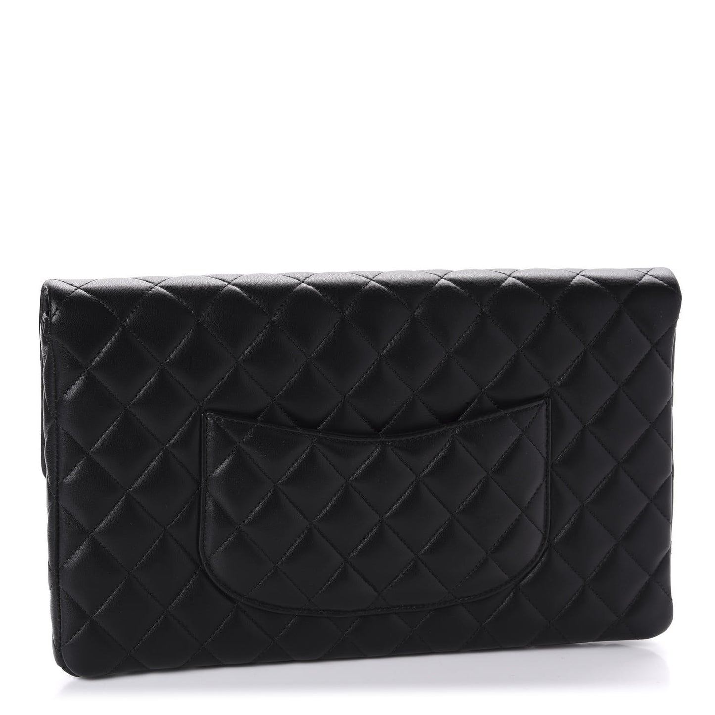 Lambskin Quilted Flap Clutch Black