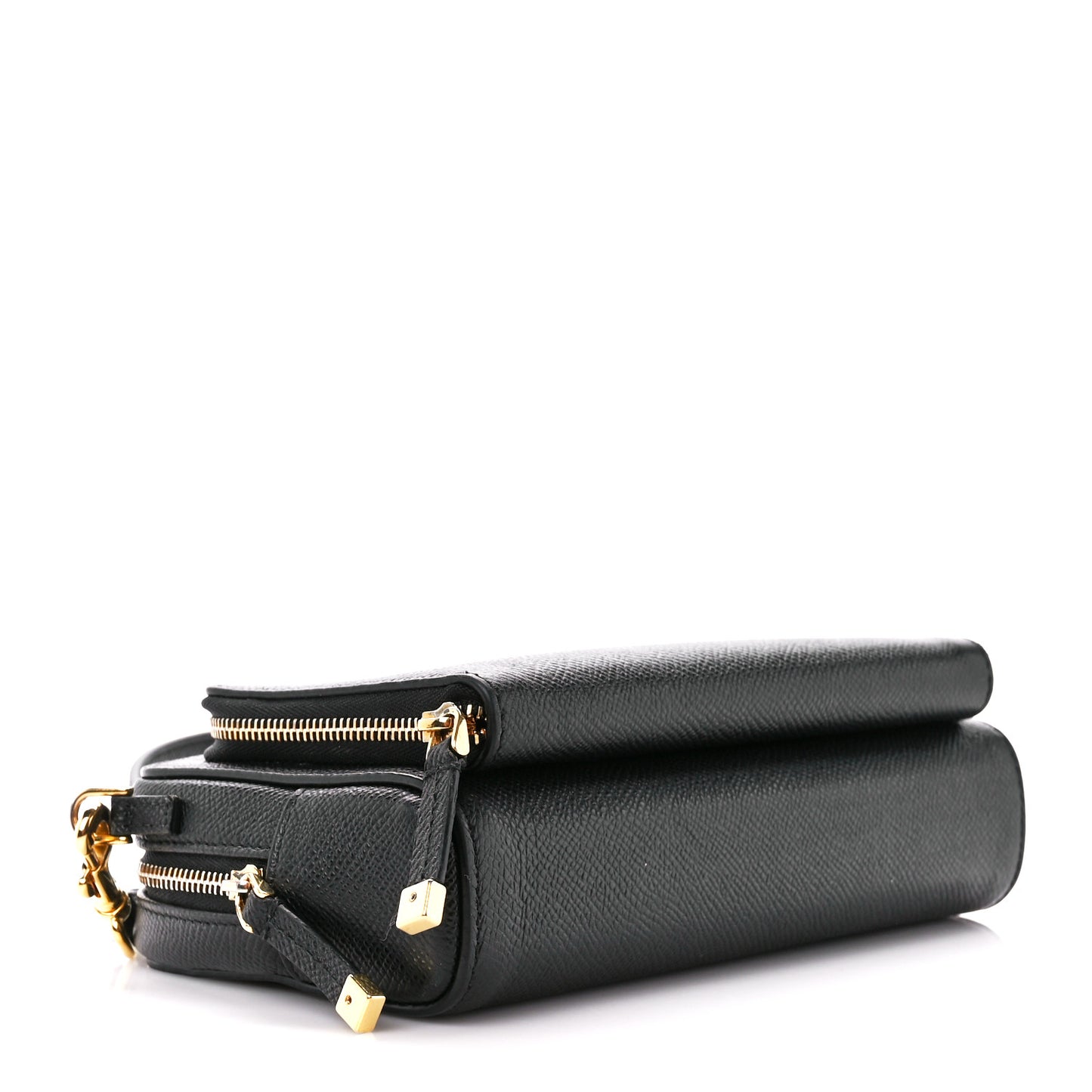 Grained Calfskin Caro Double Pouch Black