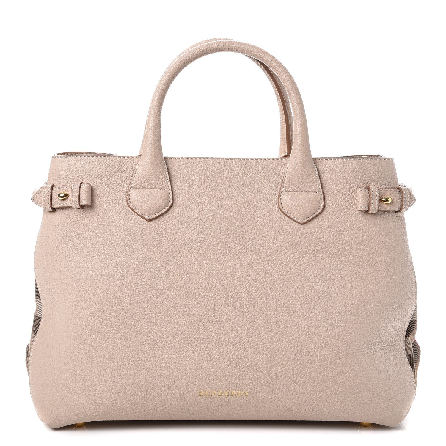 Burberry Derby Calfskin House Check Medium Banner Tote Beige 1 of 11