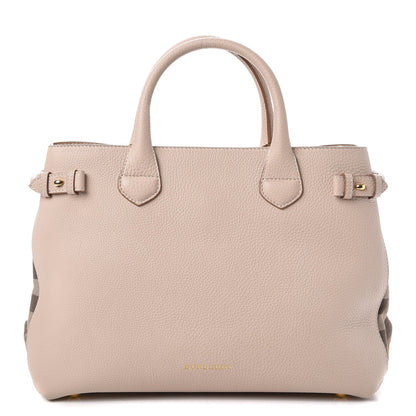 Burberry Derby Calfskin House Check Medium Banner Tote Beige 1 of 11