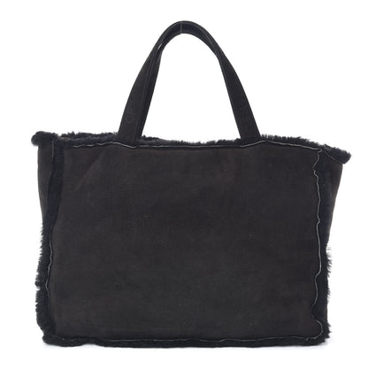 Chanel Suede Shearling Tote Black 1 of 12