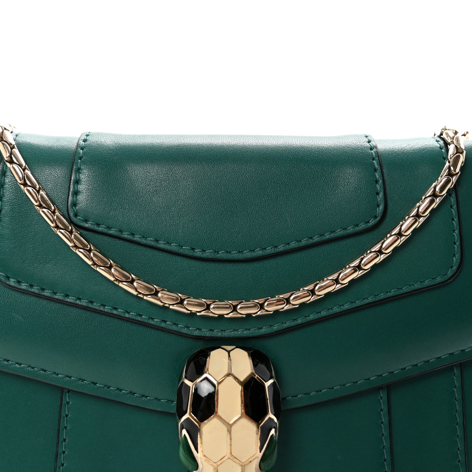 Bulgari Calfskin Small Serpenti Forever Snake Strap Crossbody Bag Emerald Green 8 of 10