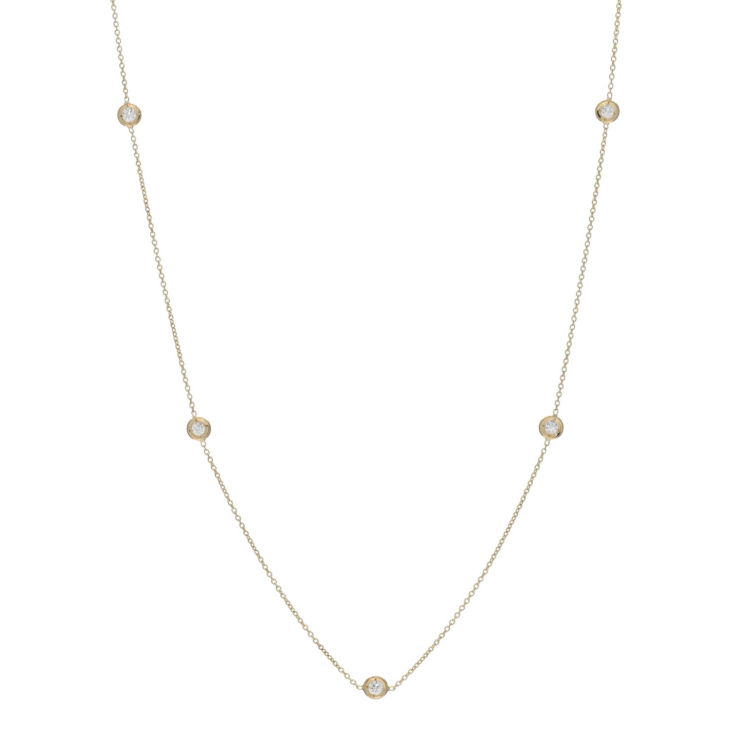 18K Yellow Gold Diamond .23ctw Diamonds By The Inch Five Station Necklace