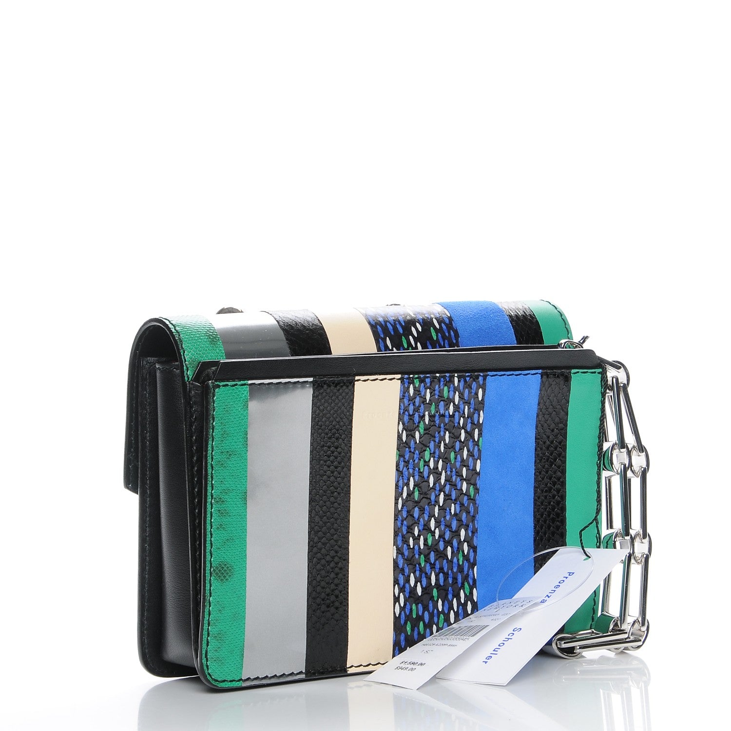 Proenza Schouler Elaphe Ayers Exotic Stripe Hava Clutch Aloe Electric Blue 4 of 8