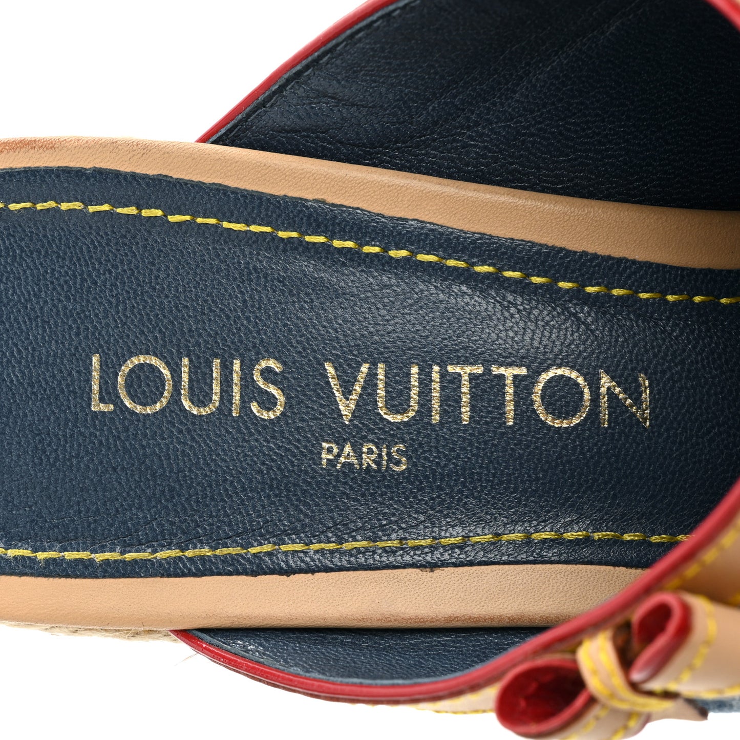 Denim Monogram Bow Espadrille Wedges 41 Blue