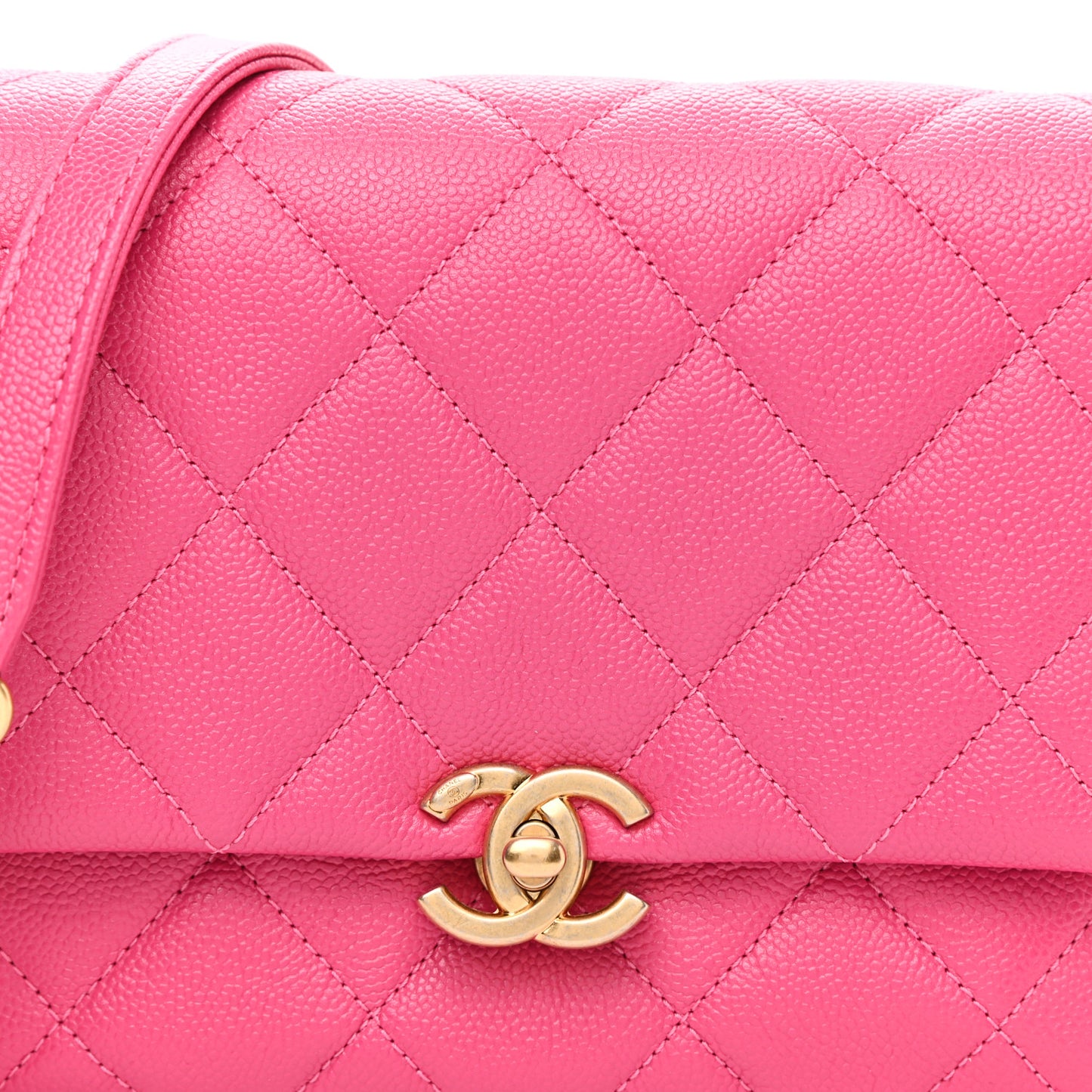 Shiny Caviar Quilted Small Chain Melody Flap Dark Pink