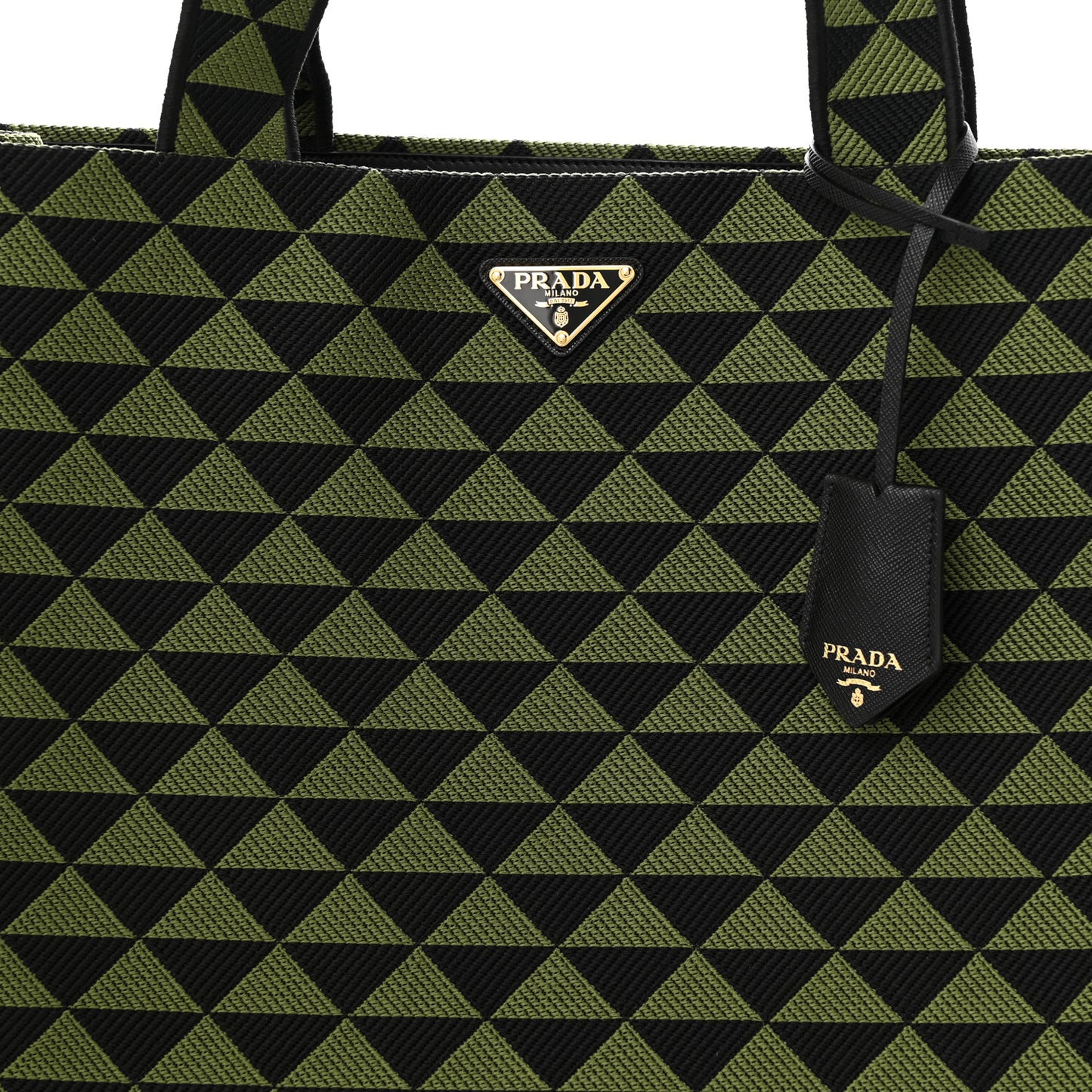 Jacquard Saffiano Triangolo Symbole Embroidered Shopping Tote Black Edera