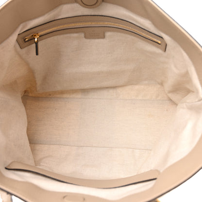 Gucci GG Supreme Monogram Textured Dollar Calfskin Web Medium Ophidia Shopping Tote Beige Mystic White Oatmeal 5 of 14
