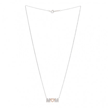 Tiffany 18K White Rose Gold Diamond MOM Pendant Necklace 3 of 6