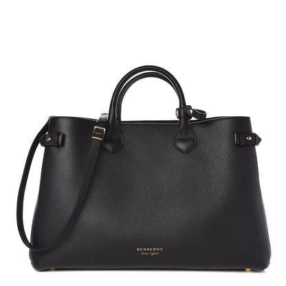 Burberry Grainy Calfskin House Check Large Banner Tote Black 1 of 9